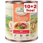12 x 800g Lukullus Vitality Wet Dog Food - 10 + 2 Free! *